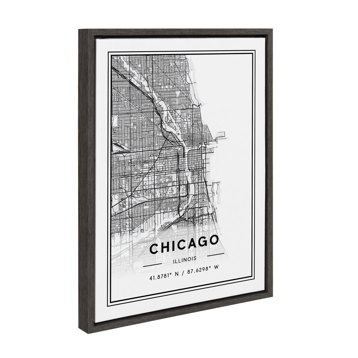 Sylvie Chicago Modern Map Framed Canvas by kateandlaurel - product image 2 for Resin Society