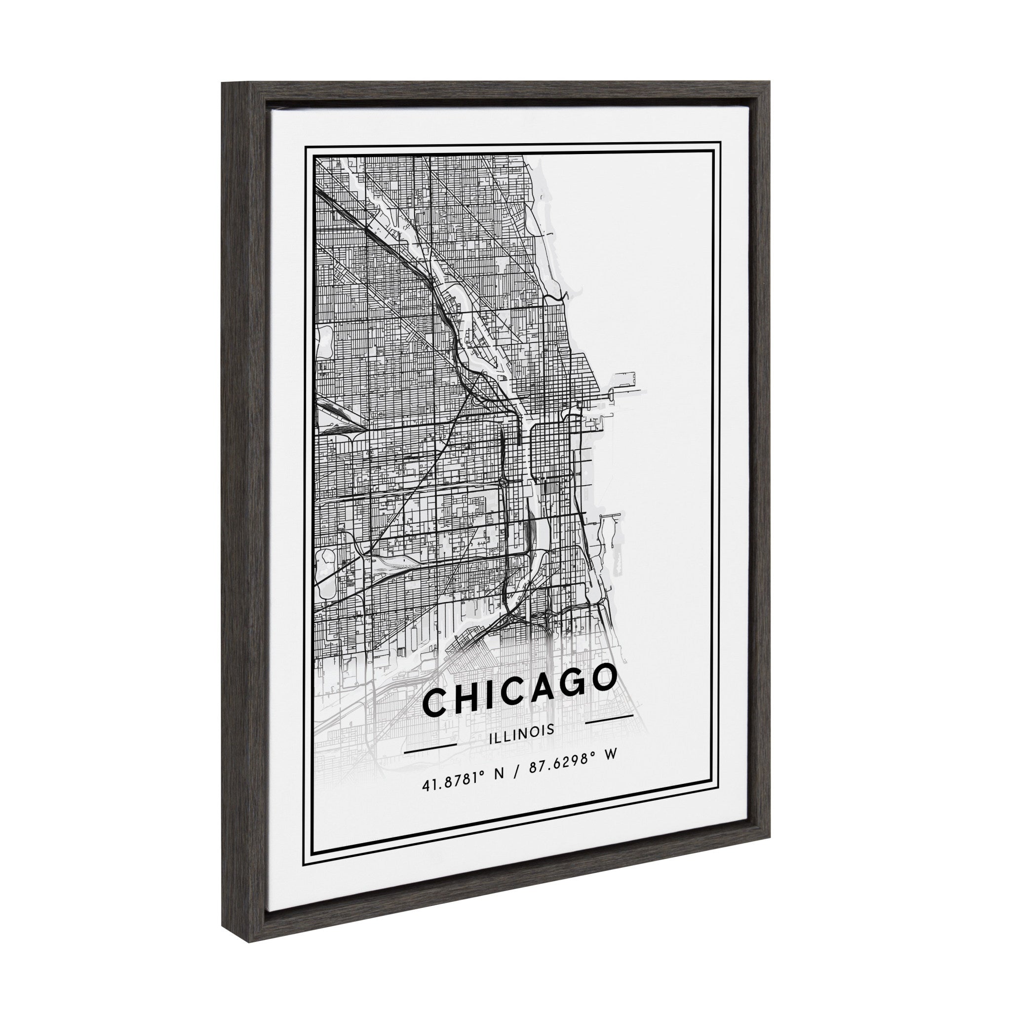 Sylvie Chicago Modern Map Framed Canvas by kateandlaurel - product image 2 for Resin Society