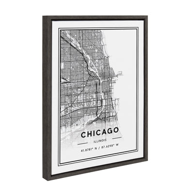 Sylvie Chicago Modern Map Framed Canvas by kateandlaurel - product image 2 for Resin Society