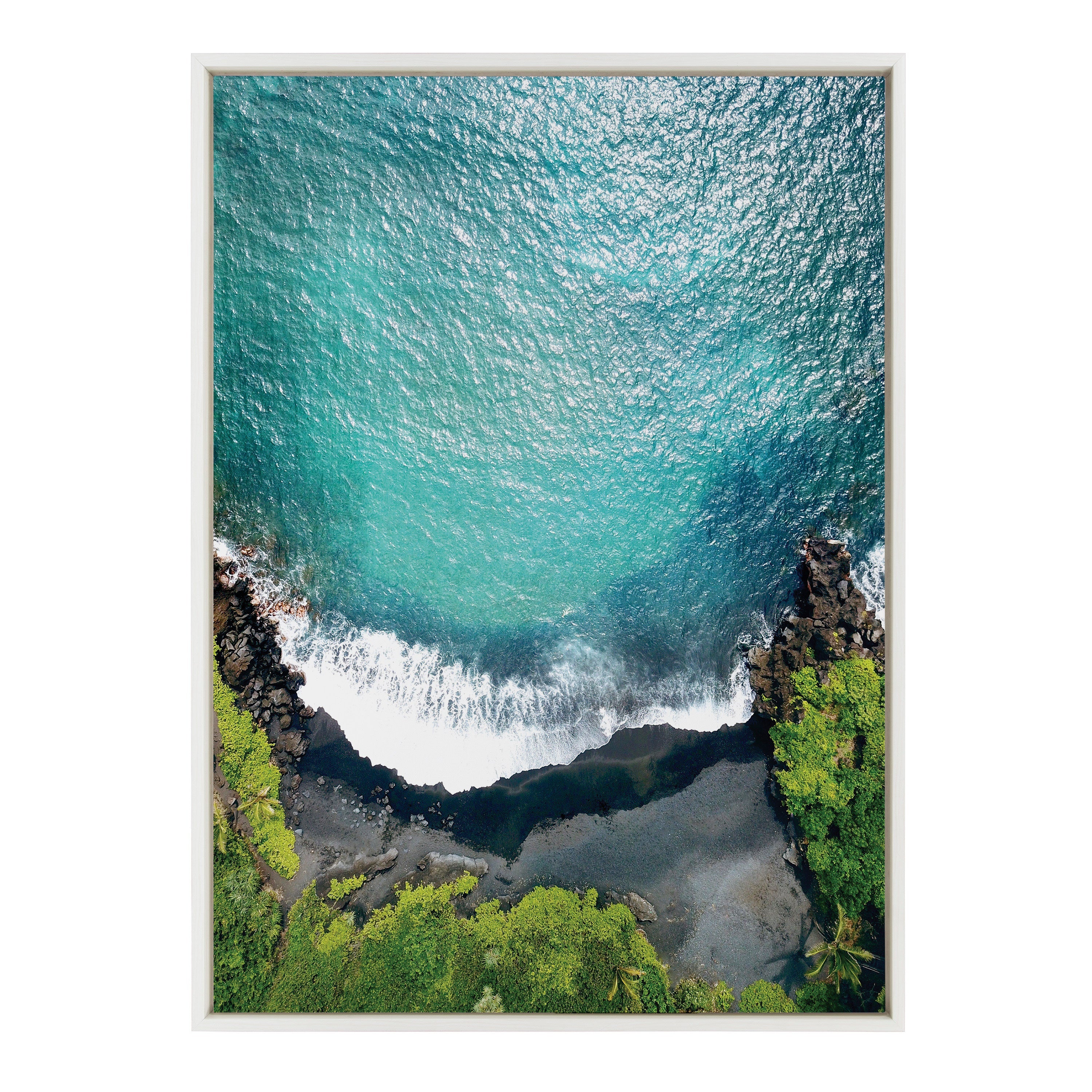 Sylvie Maui Black Sand Beach 1 Framed Canvas by Rachel Bolgov