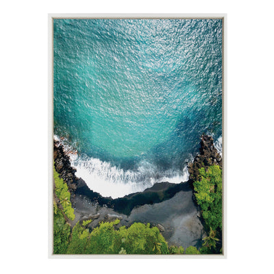 Sylvie Maui Black Sand Beach 1 Framed Canvas by Rachel Bolgov