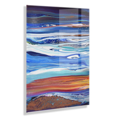 Coastal Currents Floating Acrylic Art by Xizhou Xie