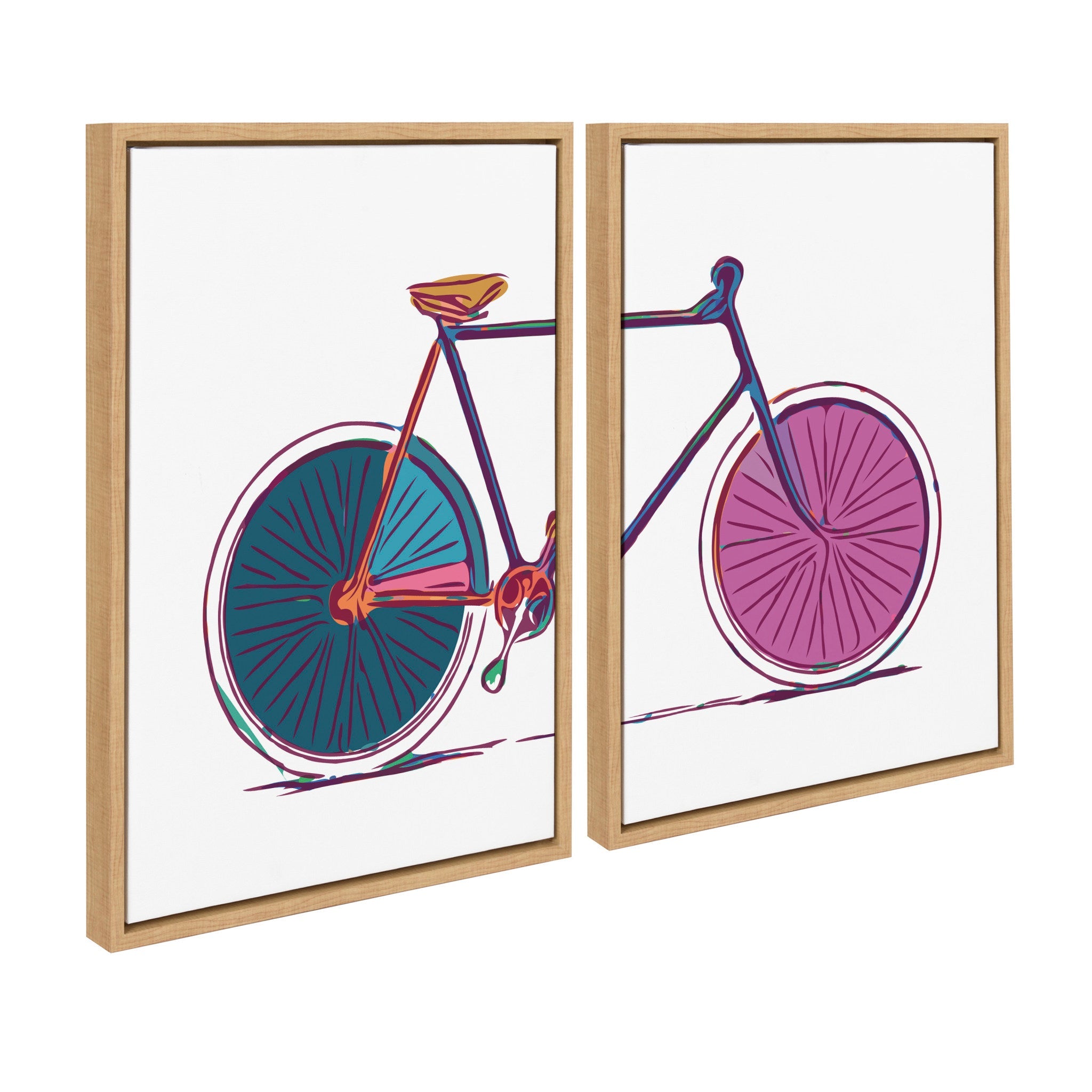 Sylvie Colorful Bike Left and Right Framed Canvas Set by kateandlaurel - product image 2 for Resin Society