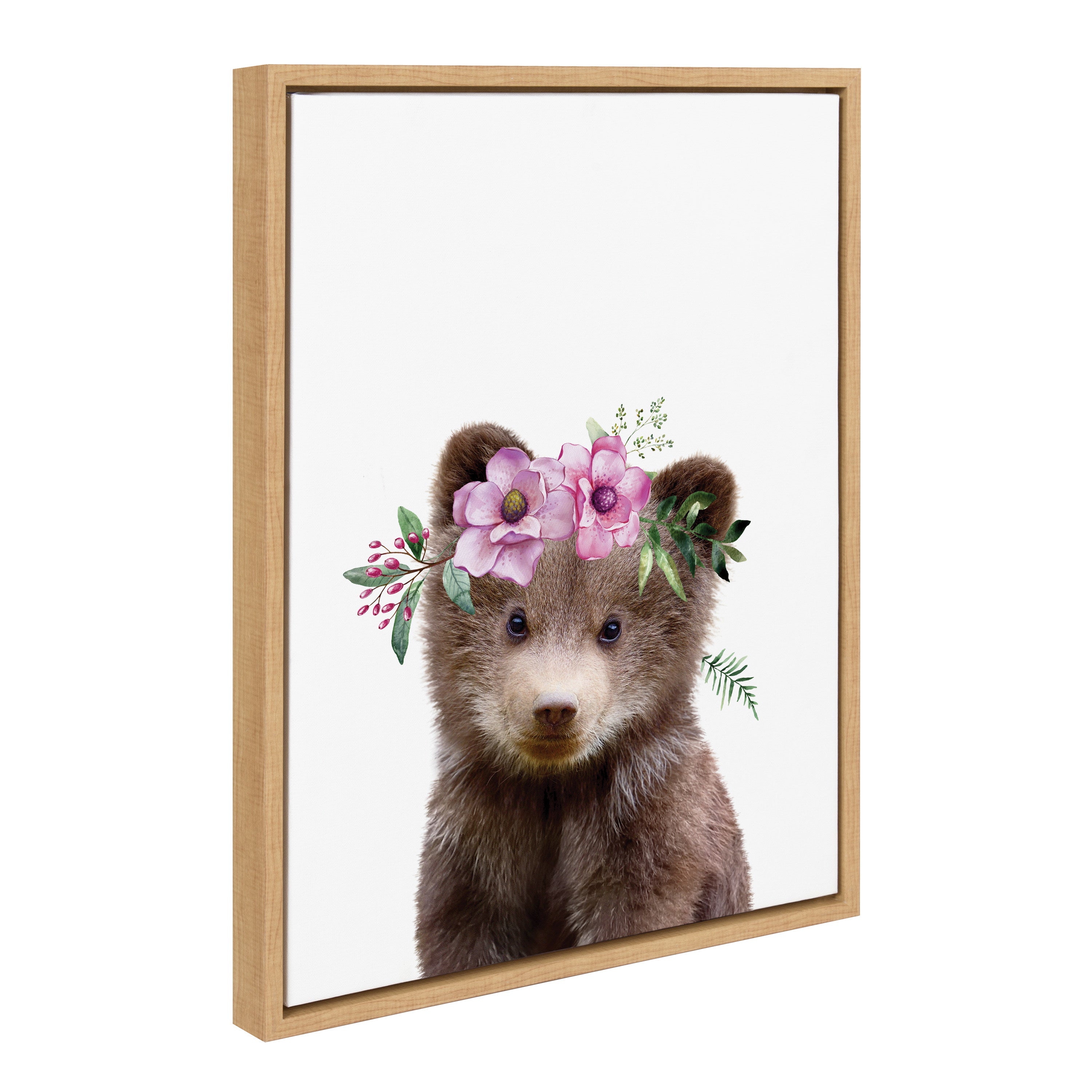 Sylvie Flower Crown Bear Framed Canvas by Amy Peterson Art Studio