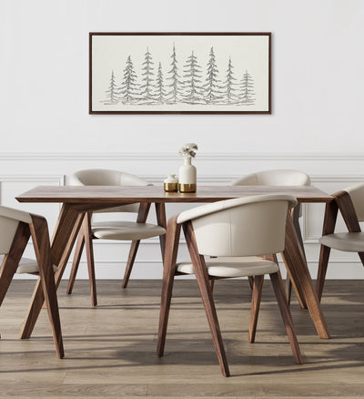 Sylvie Minimalist Evergreen Trees Sketch Framed Canvas