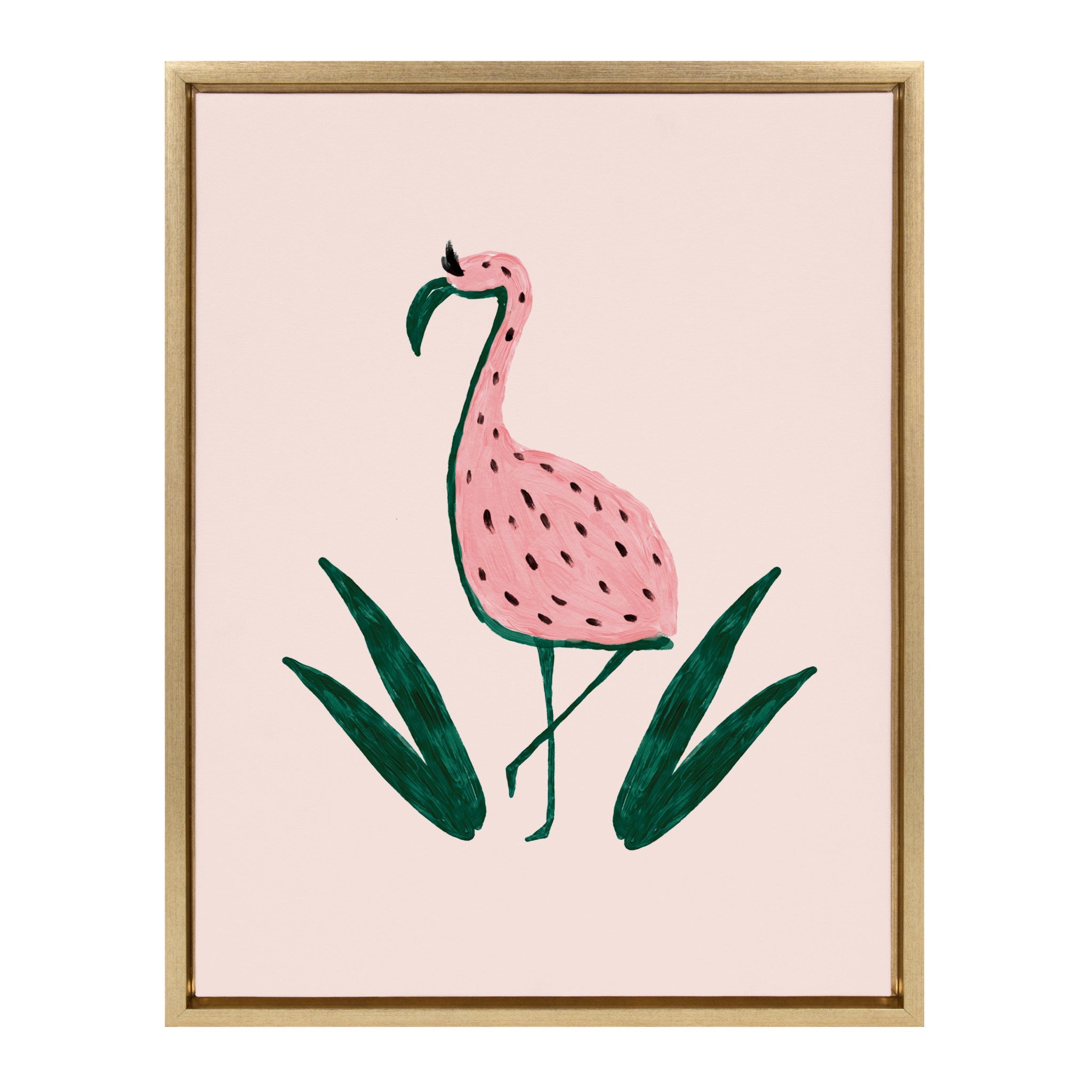 Sylvie Flamingo Watermelon Framed Canvas by kateandlaurel - main product image for Resin Society