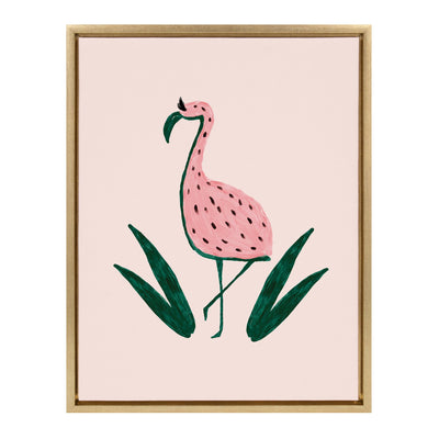 Sylvie Flamingo Watermelon Framed Canvas by kateandlaurel - main product image for Resin Society