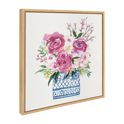 Sylvie Pink Blooms in Chinoiserie Framed Canvas by kateandlaurel - product image 10 for Resin Society