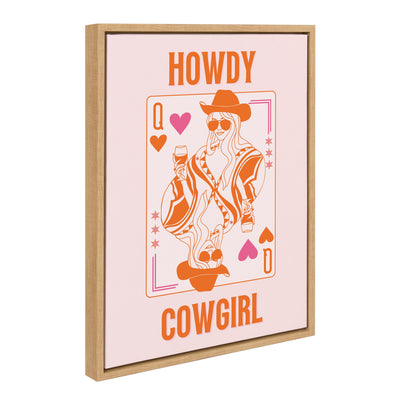 Sylvie Howdy Cowgirl Pink Orange Framed Canvas by Honey Island Studio