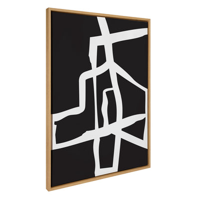 Sylvie Bold Sophisticated Abstract White Stroke Framed Canvas by kateandlaurel - product image 7 for Resin Society