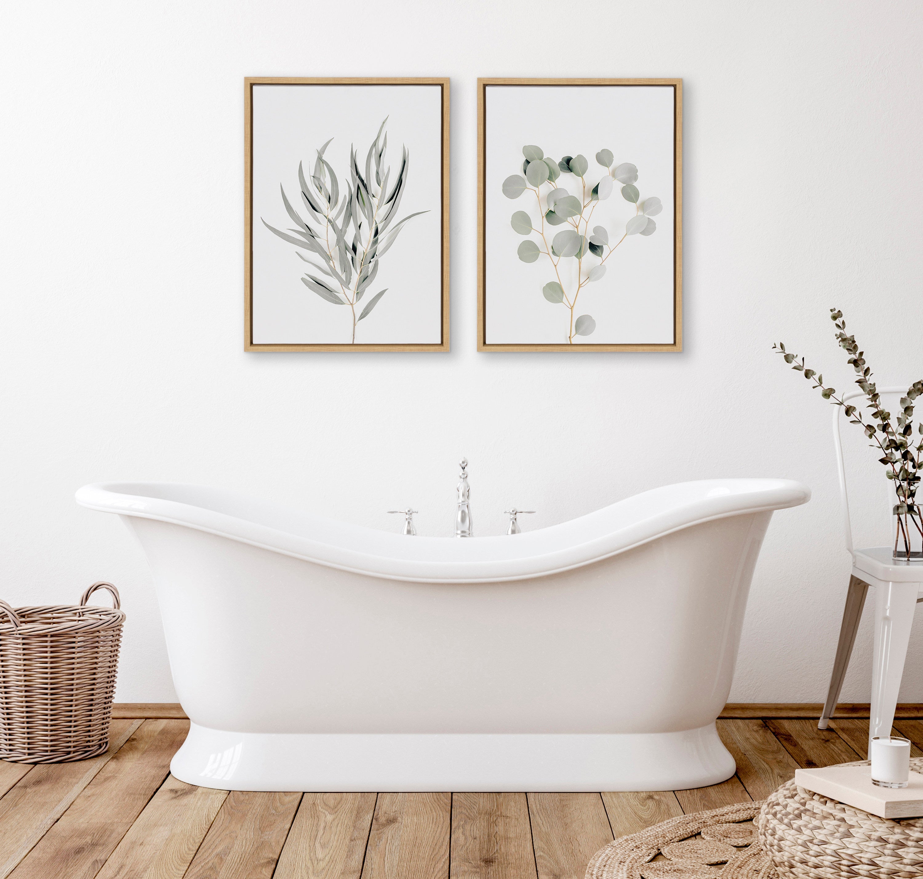 Sylvie Neutral Botanical 1 and 2 Framed Canvas Set by The Creative by kateandlaurel - product image 3 for Resin Society