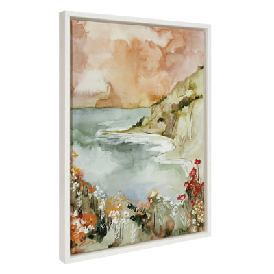 Sylvie Landscape 04 framed canvas art by Annie Quigley showing a watercolor nature scene in a floating polystyrene frame