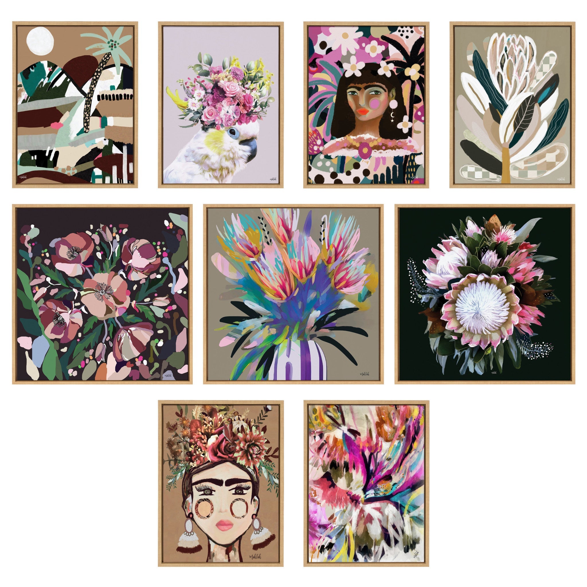 Sylvie Frida Frollae Framed Canvas by Inkheart Designs