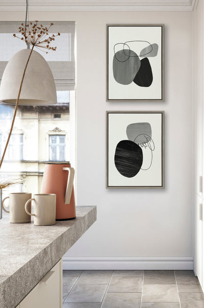 Sylvie 863 Abstract Rocks and 864 On The Rocks Framed Canvas Set by kateandlaurel - product image 9 for Resin Society