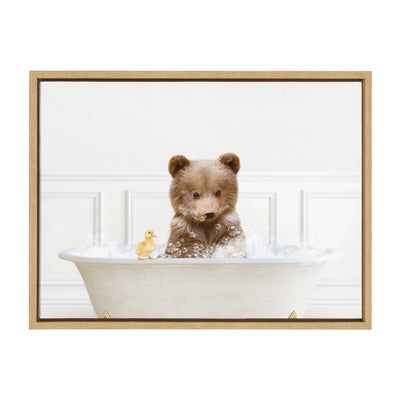 Sylvie Bear Cub In Bubble Bath Neutral Style Framed Canvas by kateandlaurel - product image 2 for Resin Society