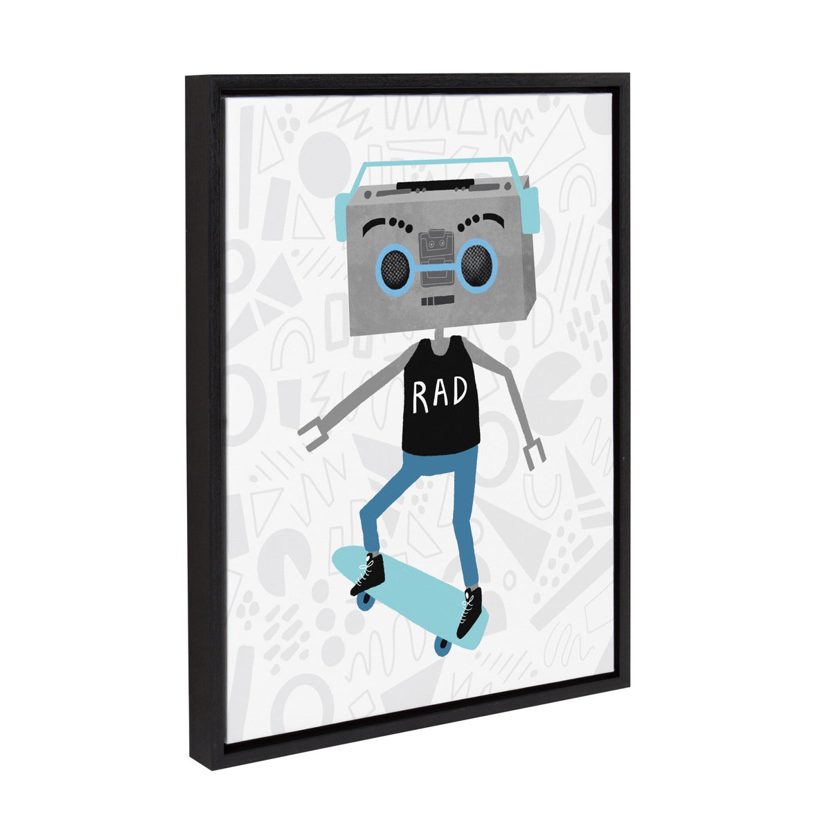Sylvie Boom Box Boy 1 Framed Canvas by Molly Fabiano, Black 18x24 by kateandlaurel - product image 2 for Resin Society
