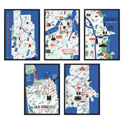 Sylvie Chicago Illustration Framed Canvas by kateandlaurel - product image 14 for Resin Society