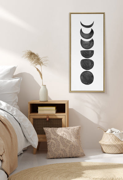 Sylvie Linear Moon Phases BW Framed Canvas by kateandlaurel - product image 5 for Resin Society