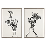 Sylvie Still Life Flowers in Vase Framed Canvas Set by The Creative by kateandlaurel - main product image for Resin Society