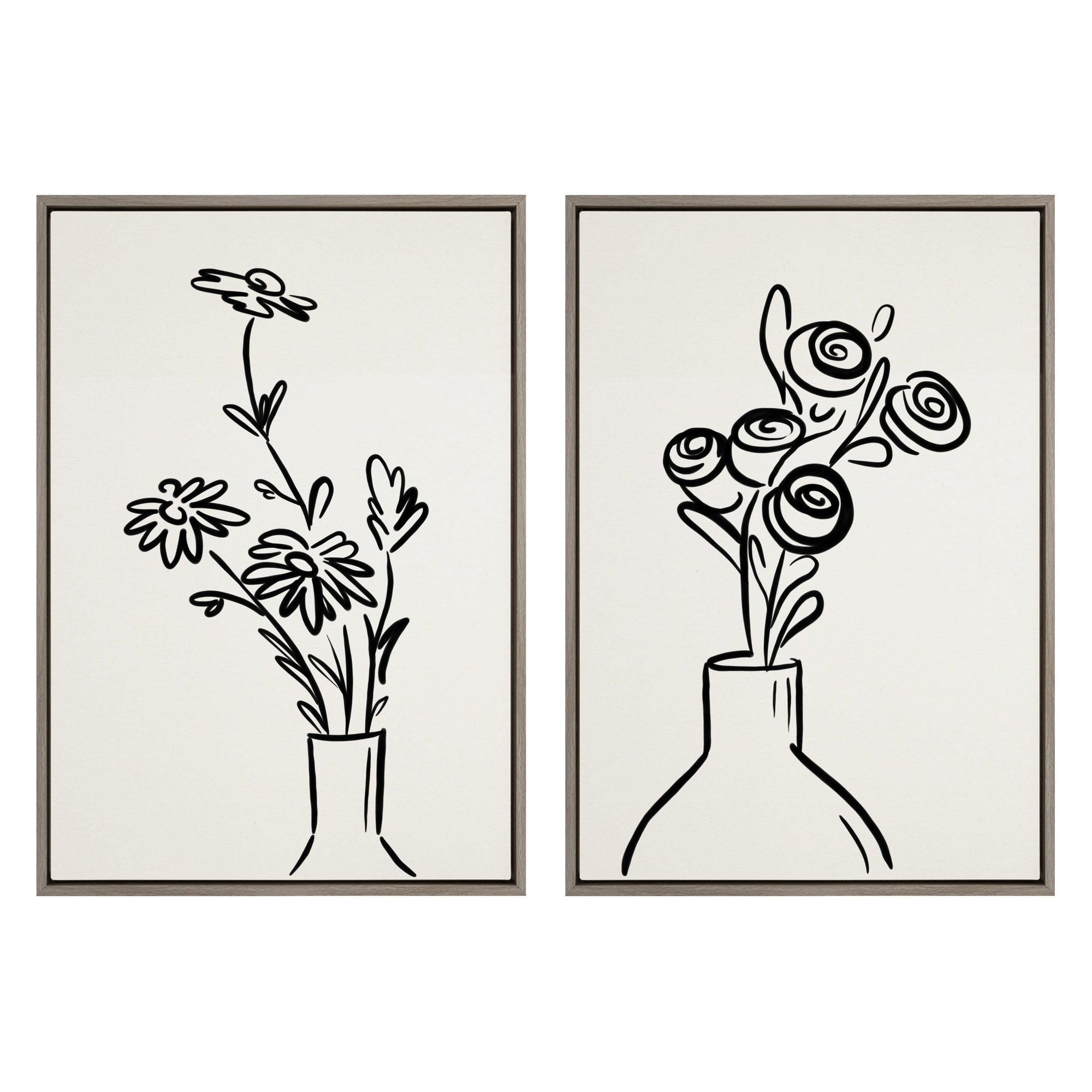 Sylvie Still Life Flowers in Vase Framed Canvas Set by The Creative by kateandlaurel - main product image for Resin Society