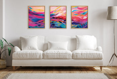 Sylvie EV Brush Strokes 90 A, B and C Framed Canvas Art Set by Jessi Raulet
