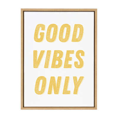 Sylvie Good Vibes Only in Yellow Framed Canvas by kateandlaurel - main product image for Resin Society