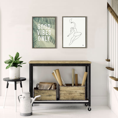 Sylvie Vintage Tropical Palms Good Vibes Only Framed Canvas by kateandlaurel - product image 7 for Resin Society