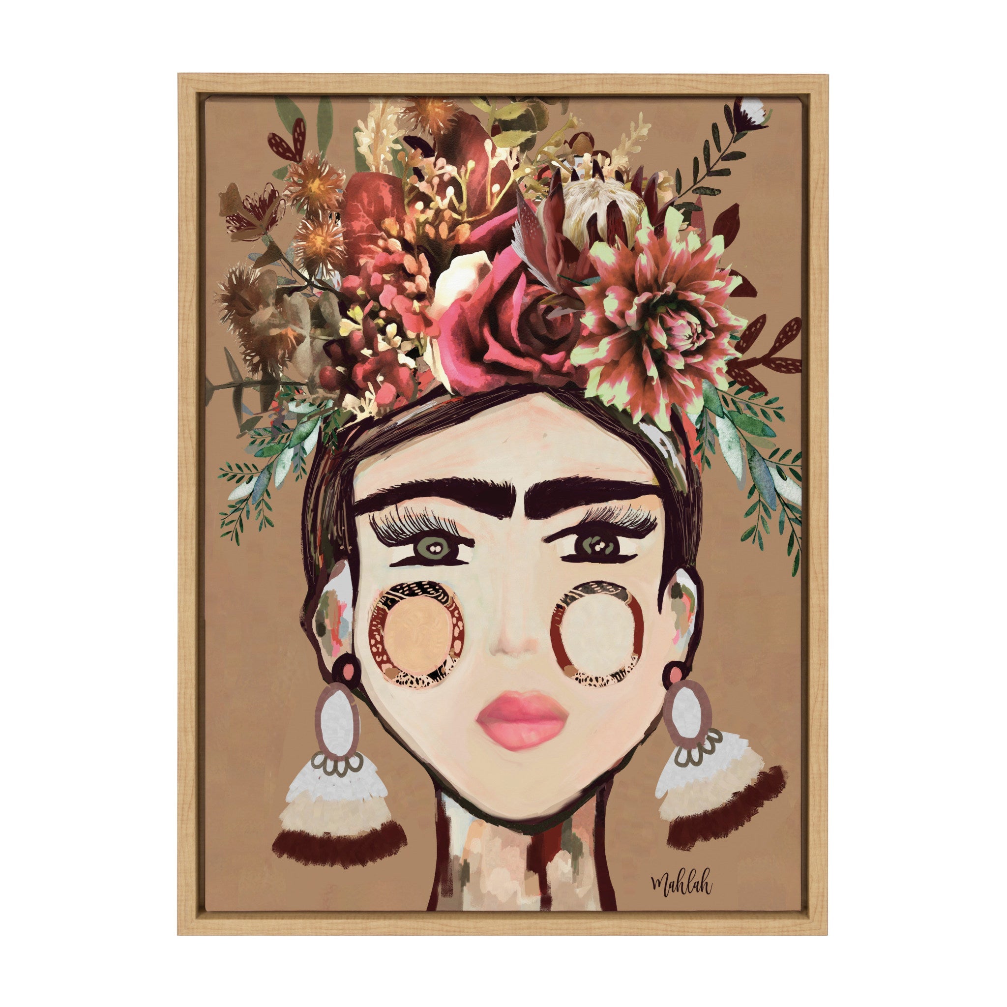 Sylvie Warm Frida Framed Canvas by Inkheart Designs