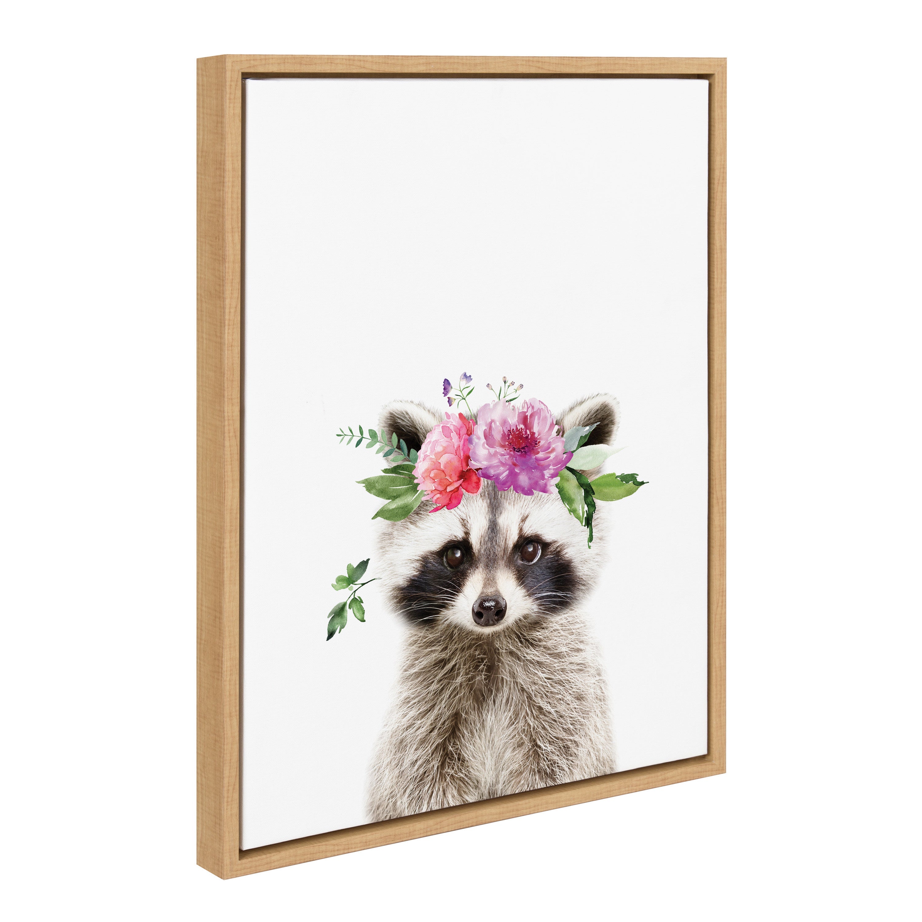 Sylvie Flower Crown Raccoon Framed Canvas by Amy Peterson Art Studio