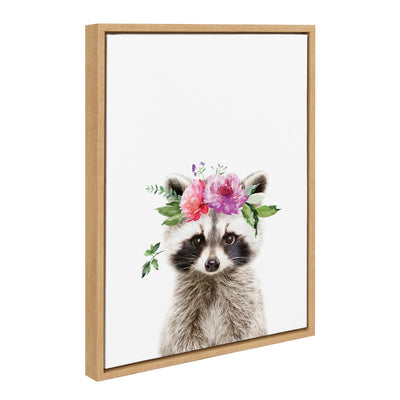 Sylvie Flower Crown Raccoon Framed Canvas by Amy Peterson Art Studio
