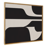 Sylvie Eye Catching Sleek Abstract 6 Black and Beige Framed Canvas by kateandlaurel - main product image for Resin Society