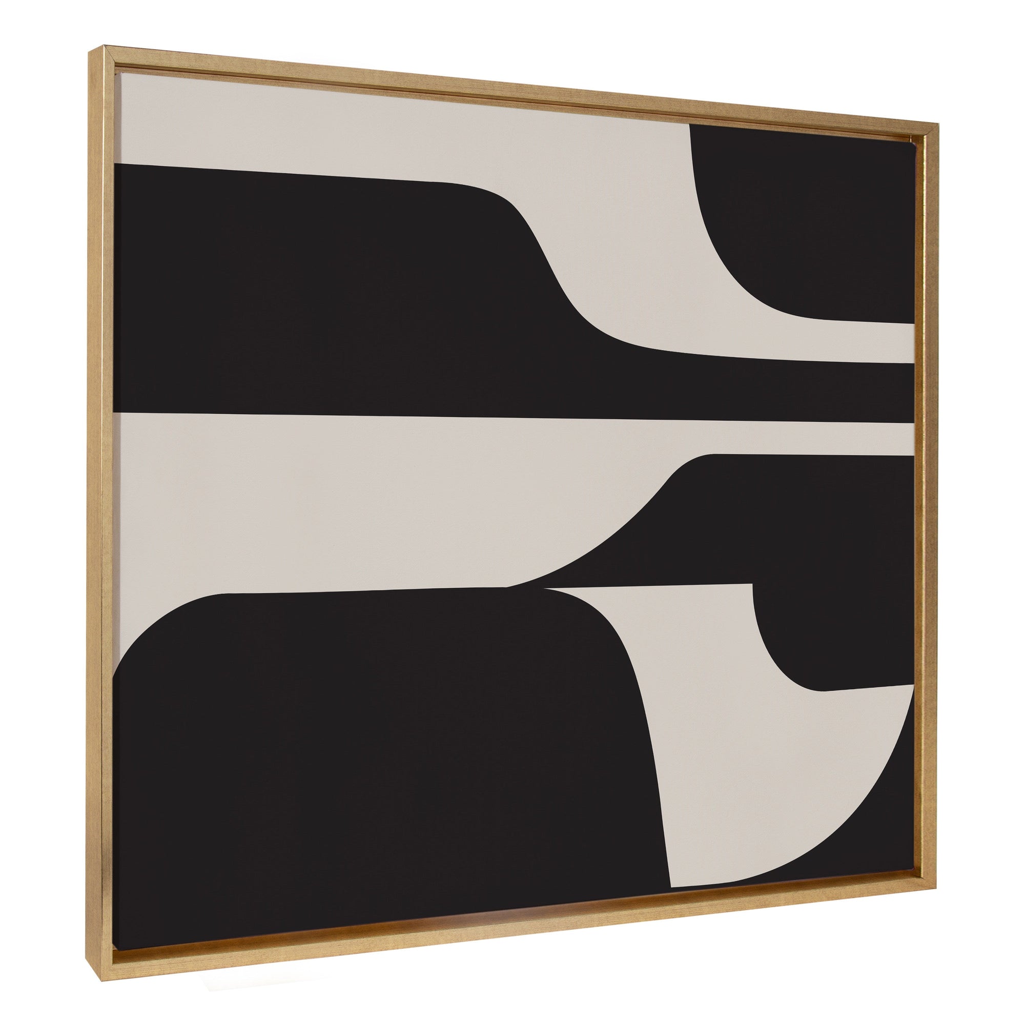 Sylvie Eye Catching Sleek Abstract 6 Black and Beige Framed Canvas by kateandlaurel - main product image for Resin Society
