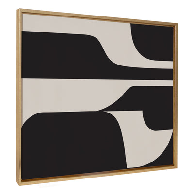 Sylvie Eye Catching Sleek Abstract 6 Black and Beige Framed Canvas by kateandlaurel - main product image for Resin Society