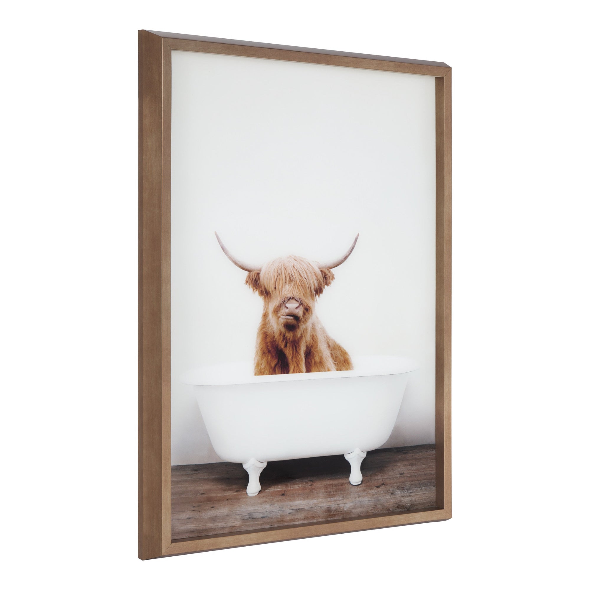 Blake Highland Cow in Tub Color Framed Printed Glass by kateandlaurel - main product image for Resin Society