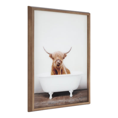 Blake Highland Cow in Tub Color Framed Printed Glass by kateandlaurel - main product image for Resin Society