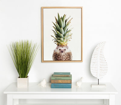 Sylvie Hedgehog Pineapple Framed Canvas by Amy Peterson Art Studio by kateandlaurel - product image 5 for Resin Society
