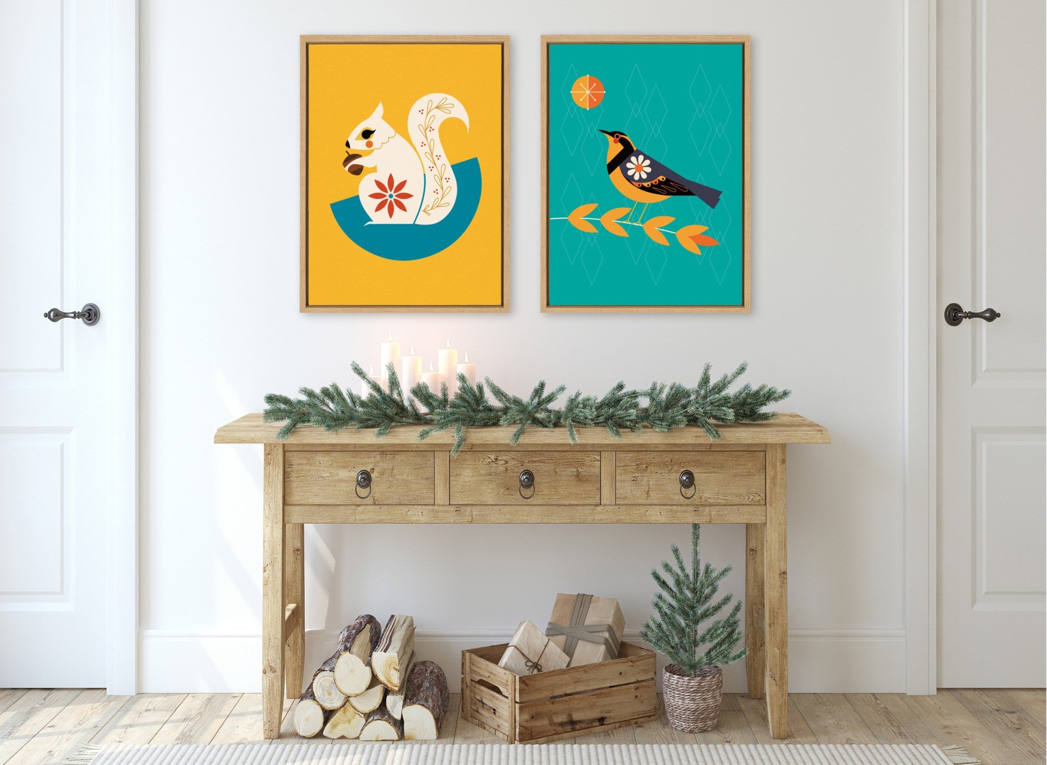 Sylvie Varied Thrush Framed Canvas by Amber Leaders Designs