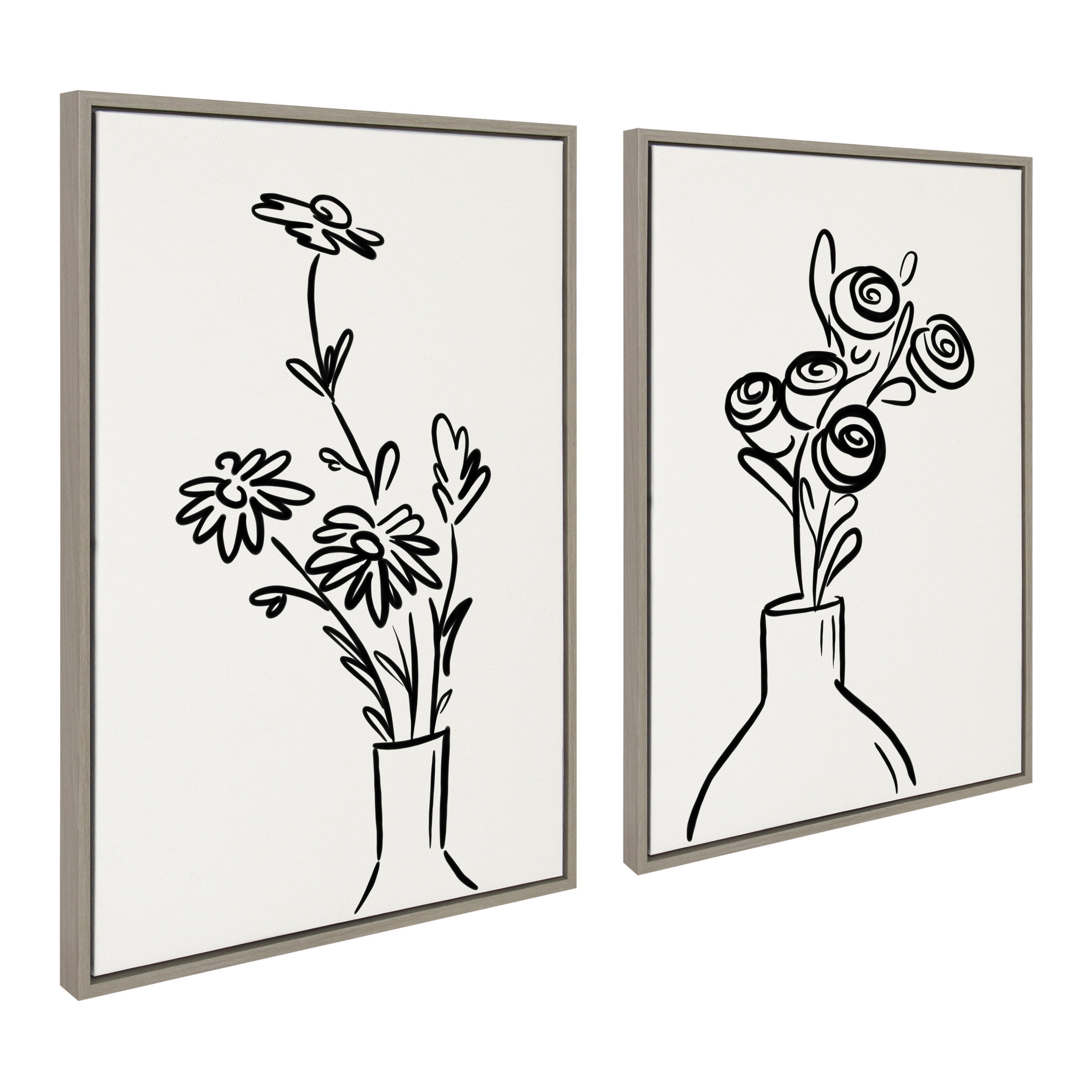 Sylvie Still Life Flowers in Vase Framed Canvas Set by The Creative by kateandlaurel - product image 2 for Resin Society