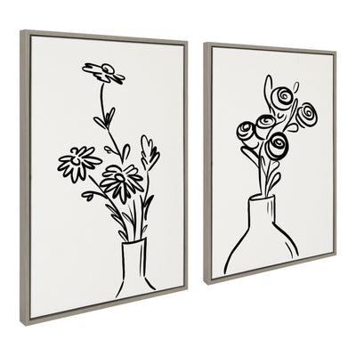 Sylvie Still Life Flowers in Vase Framed Canvas Set by The Creative by kateandlaurel - product image 2 for Resin Society