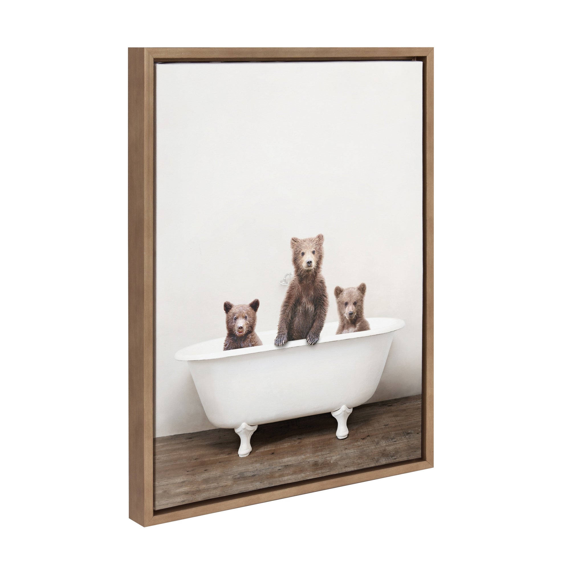 Sylvie Three Little Bears in Vintage Bathtub Framed Canvas by kateandlaurel - main product image for Resin Society