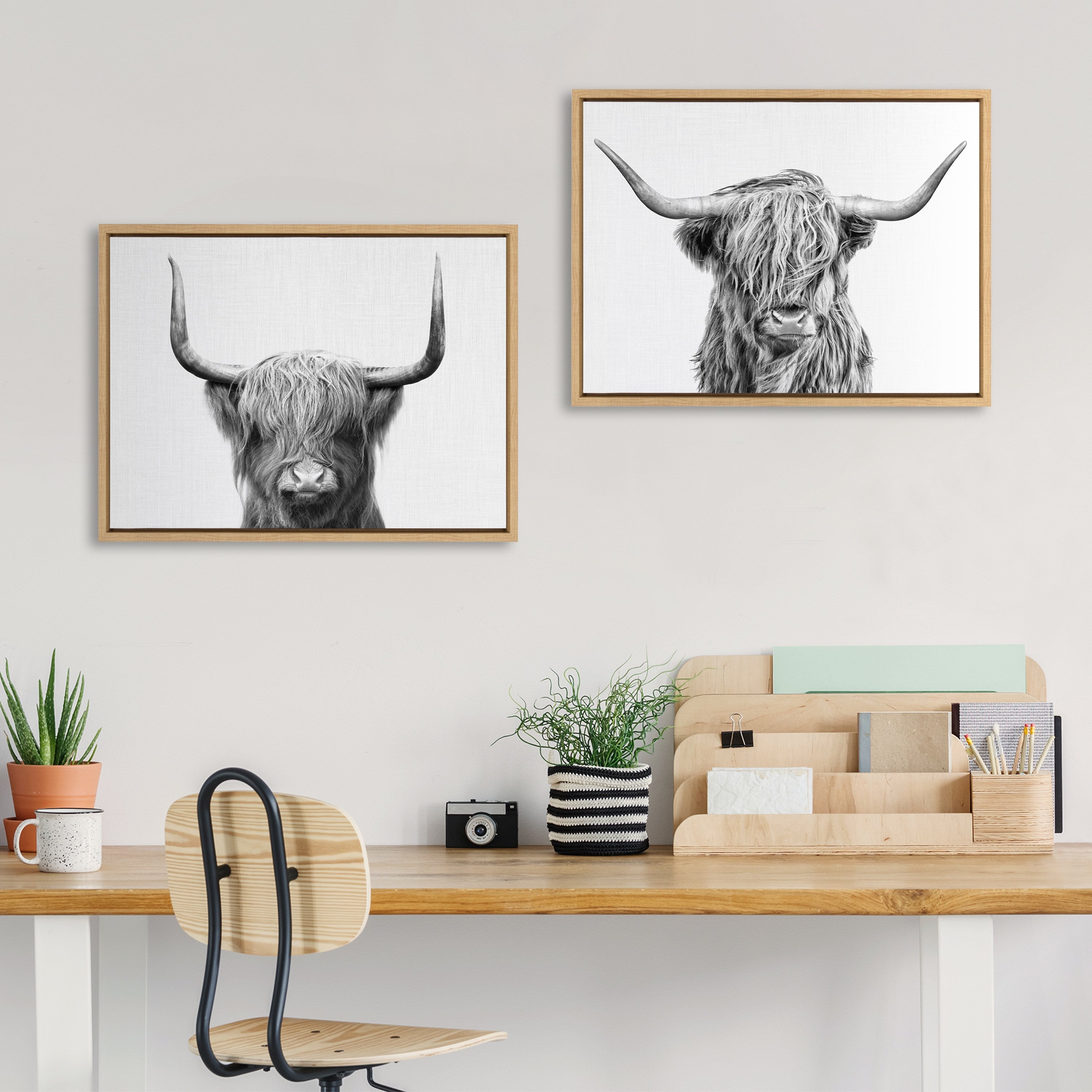 Sylvie Highland and Highland Cow 2 Framed Canvas by kateandlaurel - product image 11 for Resin Society