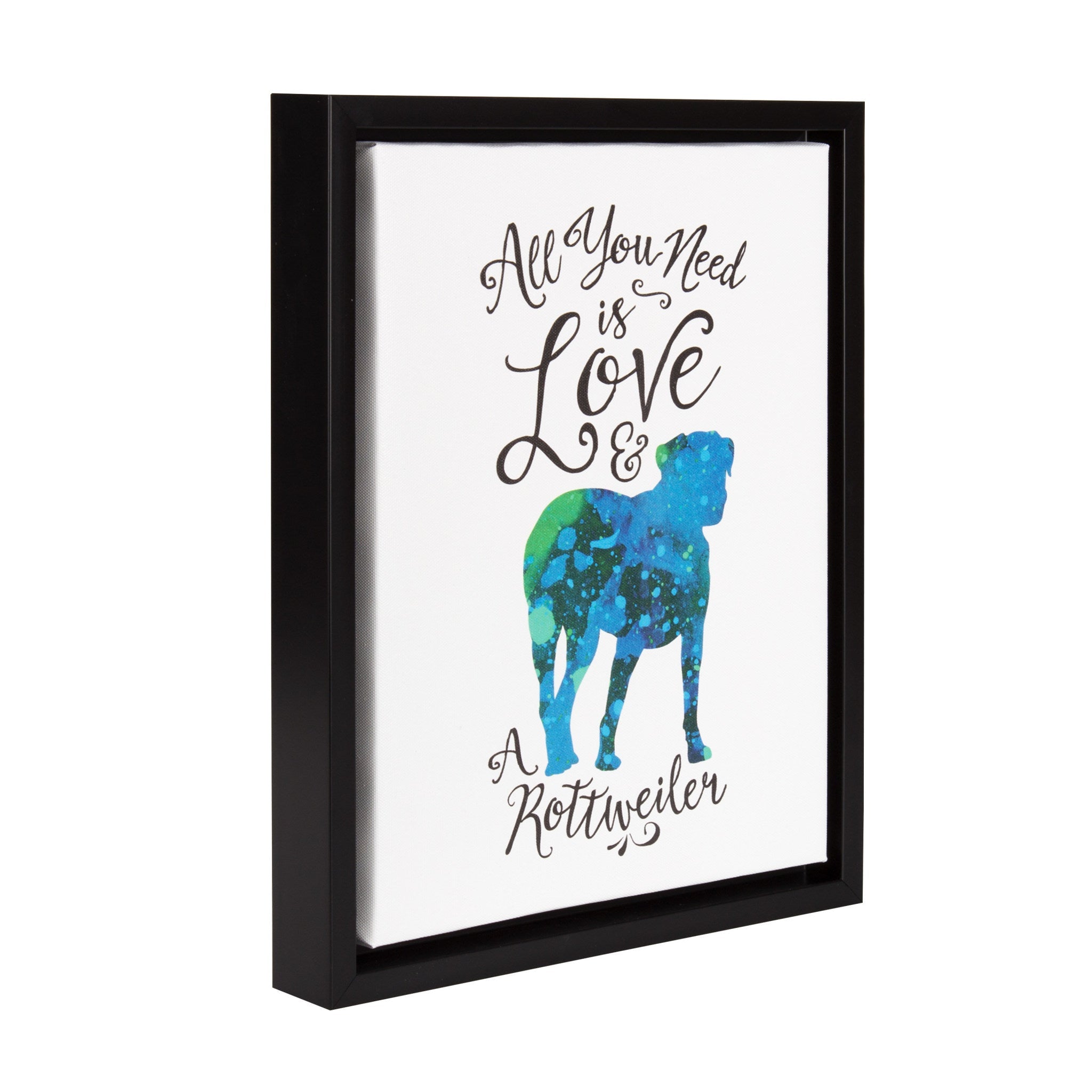 Sylvie Love and a Rottweiler Watercolor Framed Canvas, Black 11x14 by kateandlaurel - product image 2 for Resin Society