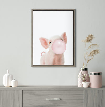 Sylvie Bubble Gum Piglet Framed Canvas by Amy Peterson Art Studio by kateandlaurel - product image 4 for Resin Society