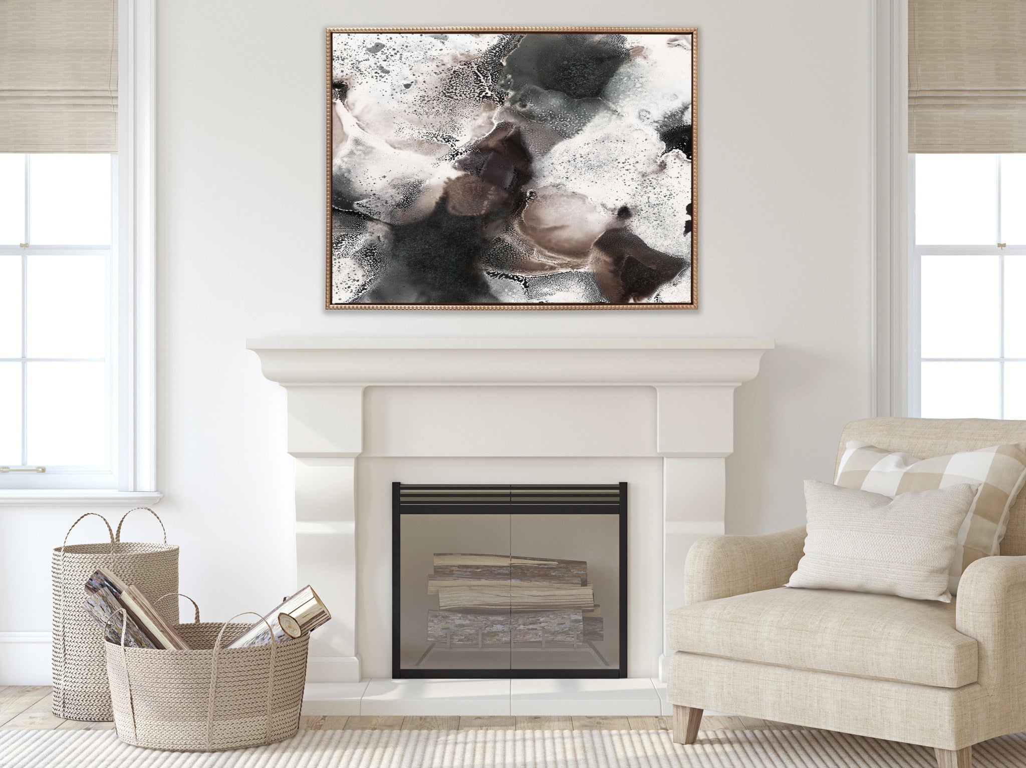 Sylvie Beaded Nebula Abstract III Framed Canvas by Amy Lighthall