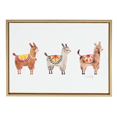 Sylvie Alpacas Framed Canvas Art by kateandlaurel - main product image for Resin Society