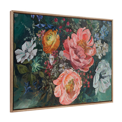 Sylvie Beaded AQ Peony Bouquet Framed Canvas by Annie Quigley