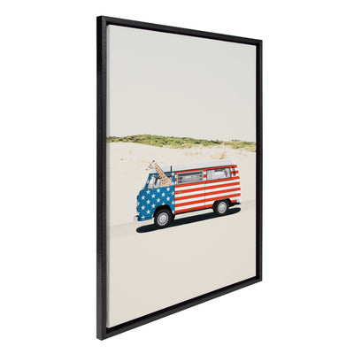 Sylvie USA Retro Beach Van Framed Canvas by July Art Prints