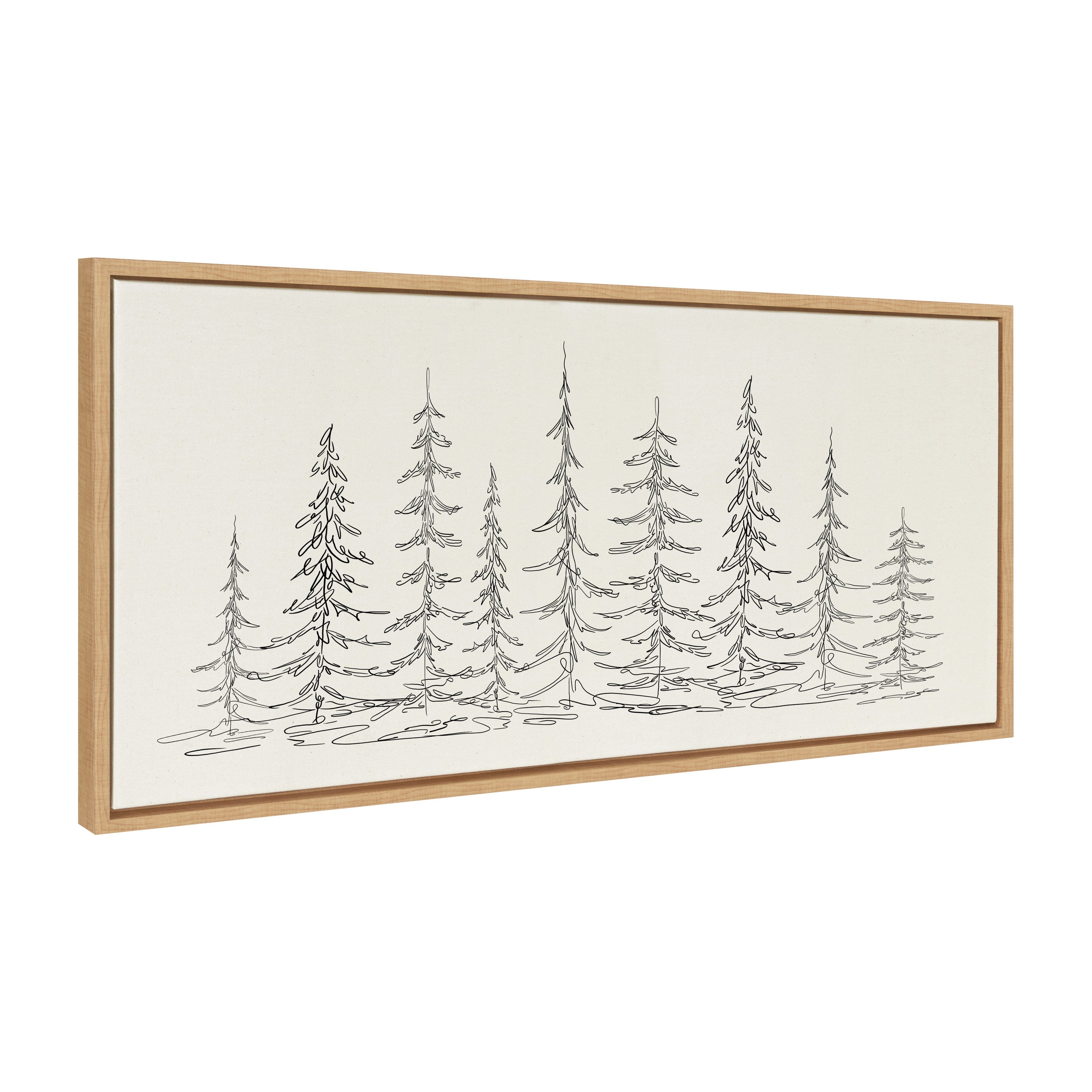 Sylvie Minimalist Evergreen Trees Sketch Framed Canvas