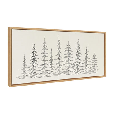 Sylvie Minimalist Evergreen Trees Sketch Framed Canvas