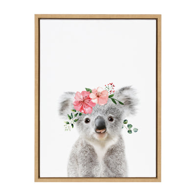 Sylvie Flower Crown Koala Framed Canvas by Amy Peterson Art Studio